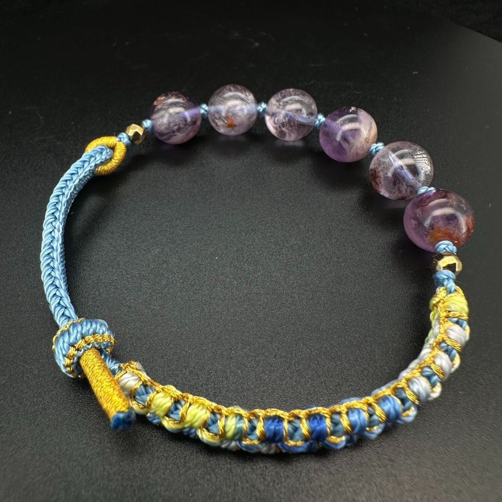 Hand made Super Seven beads bracelet, 7 energys for Chakra